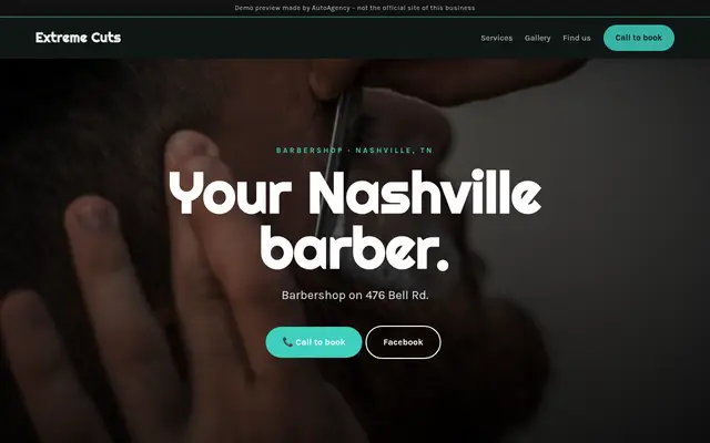 Screenshot of the Extreme Cuts demo website